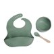 thumbnail image 1 of Juego de alimentación para bebés JAMW tazón babero cuchara de silicona verde esmeralda Sencillez, 1 of 5