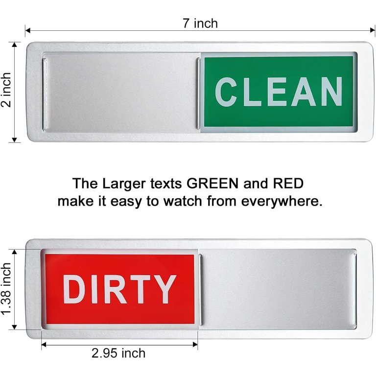 Dirty/Clean Dishwasher Magnet Sign With Sliding Shutter - Silver (7" X 2")