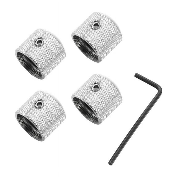 4Pcs Metal Volume Tone Dome Tone Guitar Speed Control Knobs with Screws for Strat LP Electric Guitar or Bass,4x Guitar knob 1x Screws,Silver