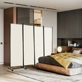 thumbnail image 3 of YANG2 4 Panel Room Divider, Folding Privacy Screen with Lockable Wheels, Rolling Partition Room Dividers, Freestanding Fabric Wall Divider for Home Office Studio Separation, 89''W x 68''H, Beige, 3 of 9