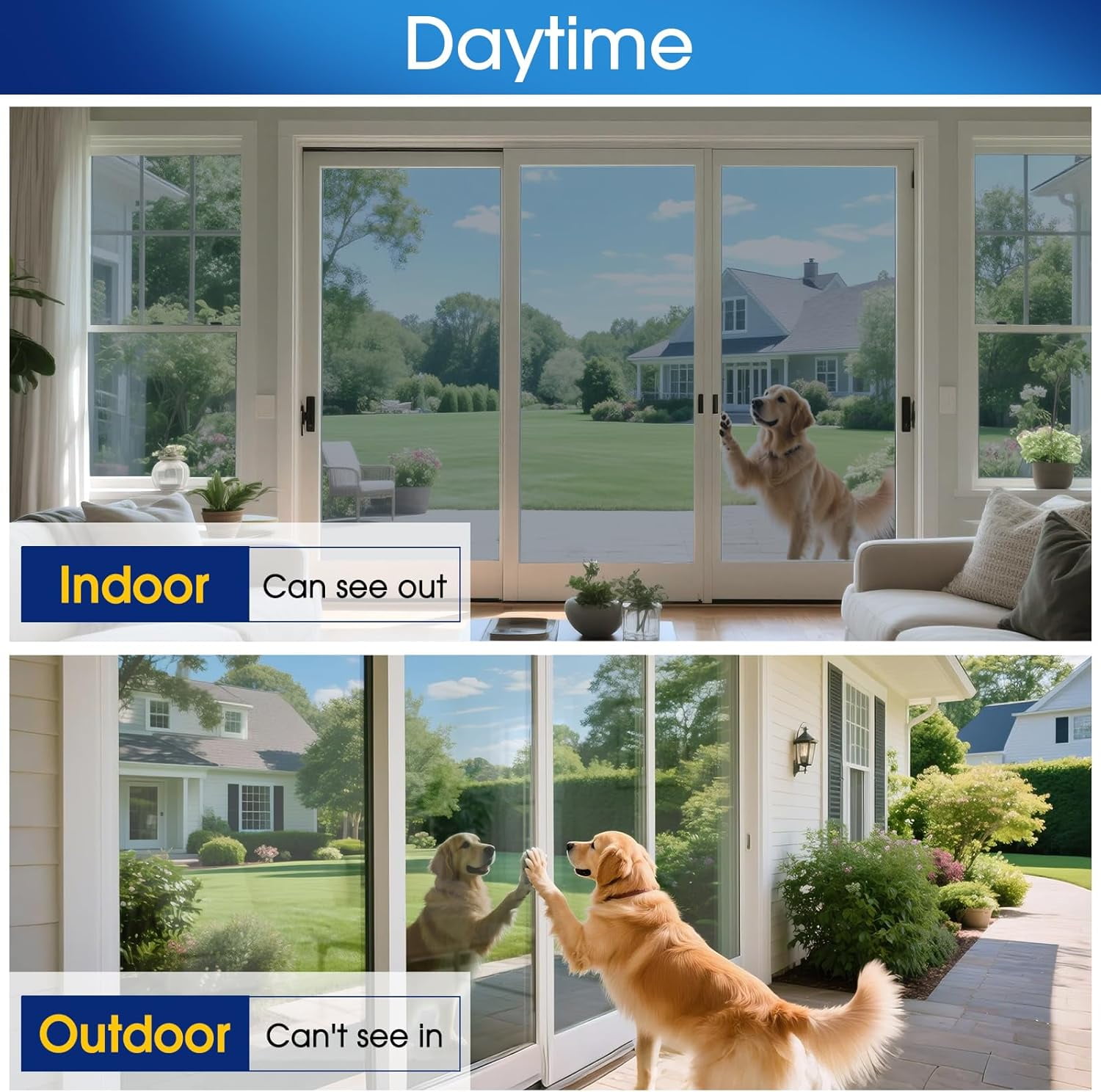 Gtouse One Way Window Privacy Film, Daytime Privacy Mirror Film, Anti UV Static Window Tint for Home and Office, 31.5" x 393.7", Silver