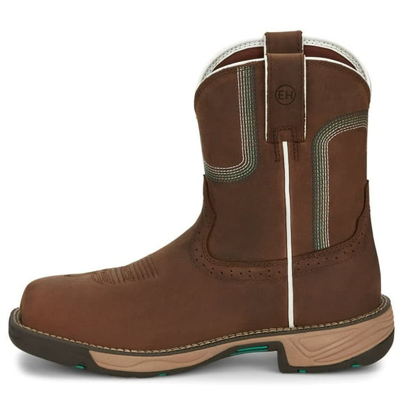 Justin Bottes de Travail Originales pour Femmes Stampede Rush 8 Pouces Imperméables à Bout Carré Composite Chaussures de Sécurité de Travail Décontractées - Brun