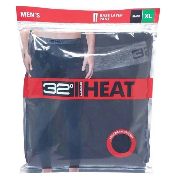 32 Degrees HEAT Men's Base Layer Pants, Size: XL, Color: Black/Grey