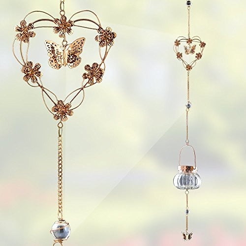 Hanging Butterfly And Heart Chimes Hanging Glass Tea Light Candle Holder Hanging Garden Chimes 40 Inch High Walmart Com Walmart Com