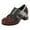 Coffee, variant on Women's Handmade Lambskin Oxford Loafers Shoes with Retro Ethnic Printed Style, Brock Design for Casual and Fashion Collegiate Style