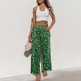 thumbnail image 5 of Delayuji Women's Wide Leg Pants Printed Summer Casual Palazzo Pants Drawstring Loose Fashion with Button High Elastic Waisted Pants Trousers With Pockets, 5 of 6