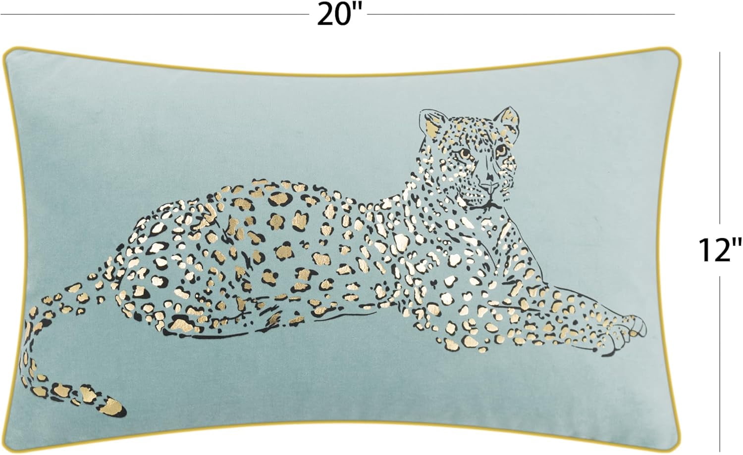 JWH Soft Cotton Velvet Foil Print Leopard Throw Pillow Covers for Couch Sofa Bedding Decoration Light Blue 12x20inch