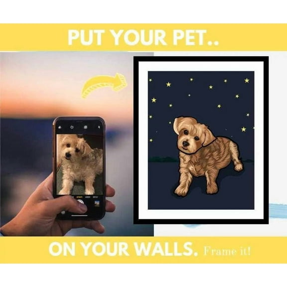 Pet portrait custom personalized framed art print for home decor