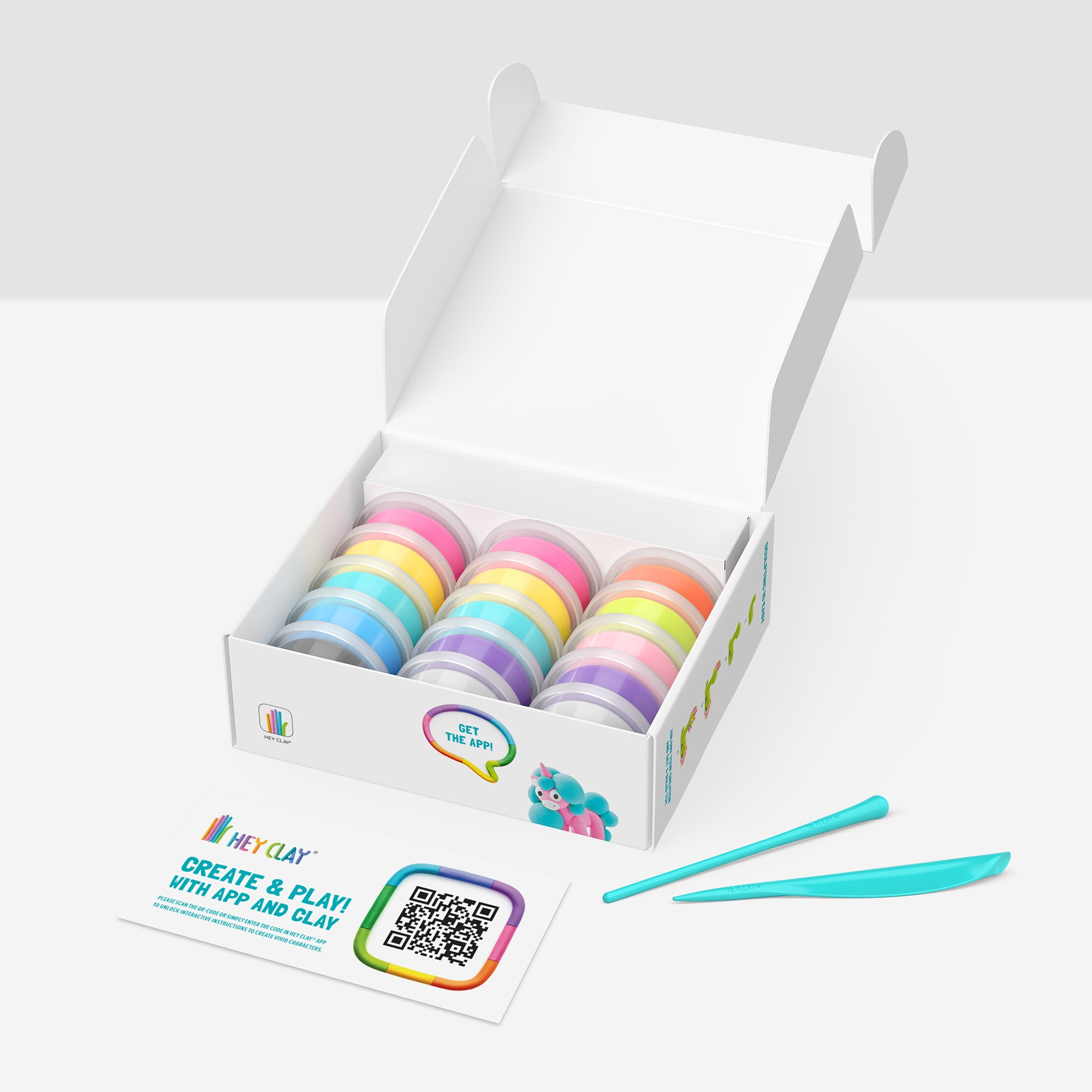Hey Clay Rainbow Unicorns, Air Dry Clay Kit with Interactive App for Kids & Tweens
