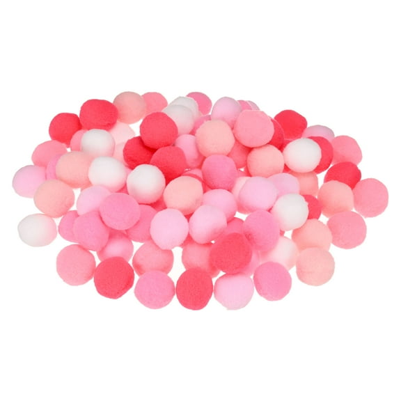 Uxcell 100-Pack Pom Poms for Craft, 1" (25mm) Polyester Pink Series Soft and Fluffy Pompom Multicolor PomPoms Balls