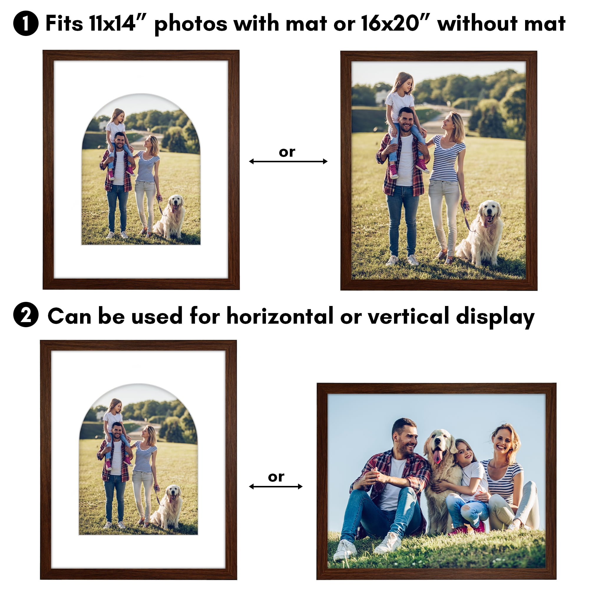Americanflat 16x20 Picture Frame shaped elevate cherished photos unique expertly crafted border durable - Walnut