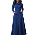 thumbnail image 2 of Vestido largo para mujer, color sólido, bolsillo, noche, fiesta, disfraz, azul marino, M seitruly AP000721-10, 2 of 7