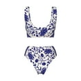 thumbnail image 5 of Daiia Blue And White Porcelain Pattern Women's Bikini Set Two Piece Swimsuit High Waisted Bikini Adjustable Straps Bikini Perfect for Beach, Pool, and Summer Vacation-Large, 5 of 9