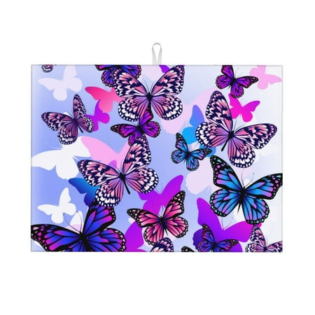 

Cauagu Dish Drying Mat 24*18 inch Absorbent Dish Drainer Kitchen Counter Dish Drying Pad for Countertops Sinks Draining Racks( Flying Butterflies)