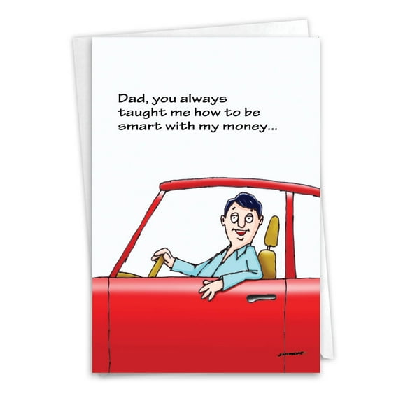 NobleWorks Hysterical Father's Day Greeting Card with 5 x 7 Inch Envelope (1 Card) Dad Smart With Money 0396