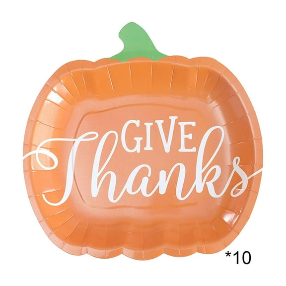 CofeeMO 10 Pcs Fall Pumpkin Paper Plates Fall Disposable Plates Autumn Harvest Party Tableware Harvest Orange Dinner Plates for Thanksgiving Holiday Dining Kitchen Party Supplies (9 Inch)