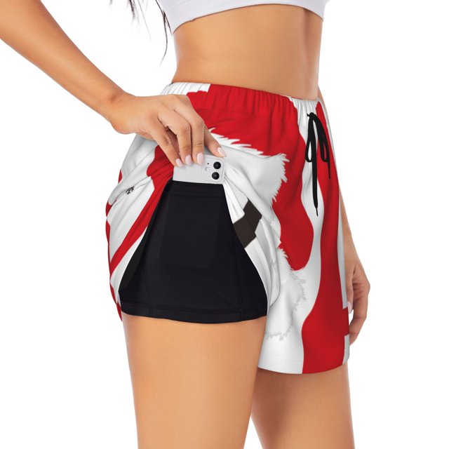 Balery HOHOHO Christmas Pantalones cortos deportivos para mujer con forro y dos bolsillos, elásticos, para entrenamiento, gimnasio, yoga-XX-Large