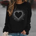 thumbnail image 1 of ESSSUT Femmes Tops Dégagement Femmes Casual Manches Pleines Col Rond Tops en Vrac Chemisier Pull Shining Print Sweat-Shirt Noir L, 1 of 5