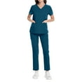 thumbnail image 3 of Scrub Suit Set for Women, Modern V Neck Scrub Top & Jogger Pant with 8 Pockets Professionals Soft Stretch Medical Nursing Uniforms Set (Turquoise), 3 of 5