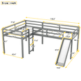 thumbnail image 4 of Tcbosik Twin Size Loft Bed with Slide, L-Shaped Bed Frame with Built-in Ladder and Full Length Guardrail, Wood Slats Support, Space Saving, Gray, 4 of 10