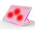thumbnail image 1 of Pink Rgb Laptop Cooling Pad With 3 Quiet Led Fans And Touch Control For 15.6"-17" Laptop, Adjustable Comfortable Height Portable Cooler, Durable Pure Metal Panel (Pink), 1 of 9