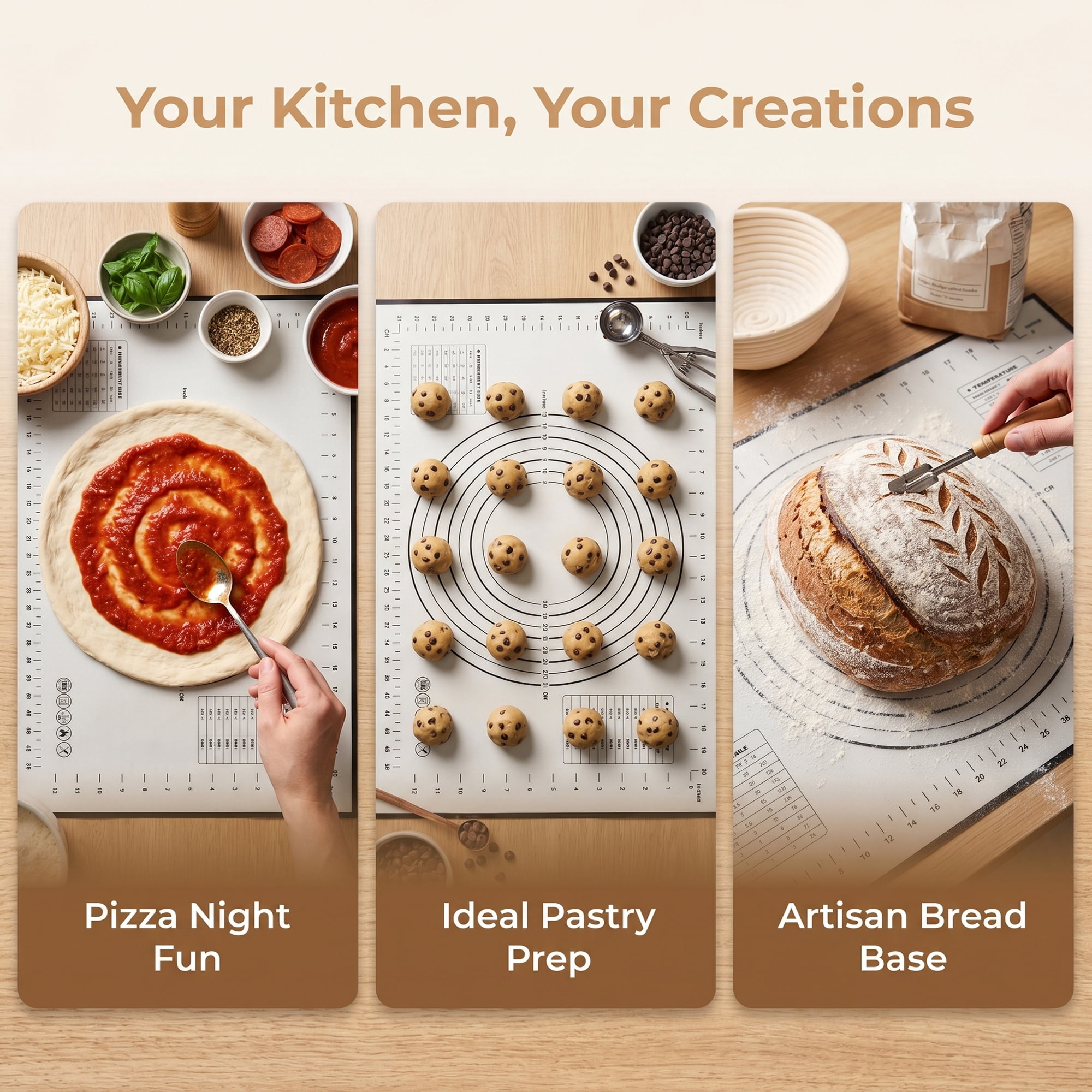 Unique Bargains Pastry Baking Mat with Measurements and Heat Resistance Black 15.7"x23.6"