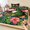 Pink, Black, Green, Teal, variant on Full Size Fitted Sheet Set - Pink Flamingos 3 Piece Bedding Sets 16" Deep Pocket Fitted Sheet with 2 Pillowcases, Wooden Summer Botanical Wooden Leaves Brushed Microfiber Hotel Luxury Bed Sheets
