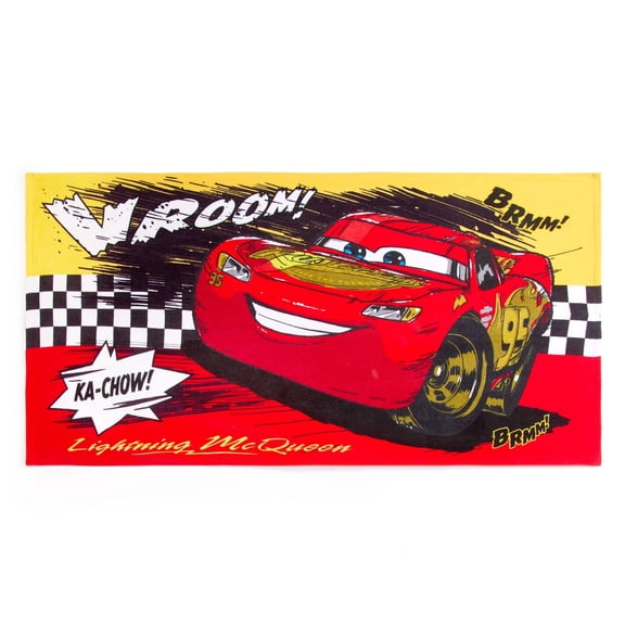 Disney Store Official Cars Beach Towel with Lightning McQueen Screen Art on Topside - Measures 29" x 58" - Soft & Absorbent for Pool or Beach - Disney Gift & Bath Towels for Kids Who Love Cars Films