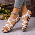 thumbnail image 6 of hoksml Women's Braided Gladiator Flat Sandals Crisscross Straps Open Toe Bohemian Summer Beach Shoes, 6 of 9