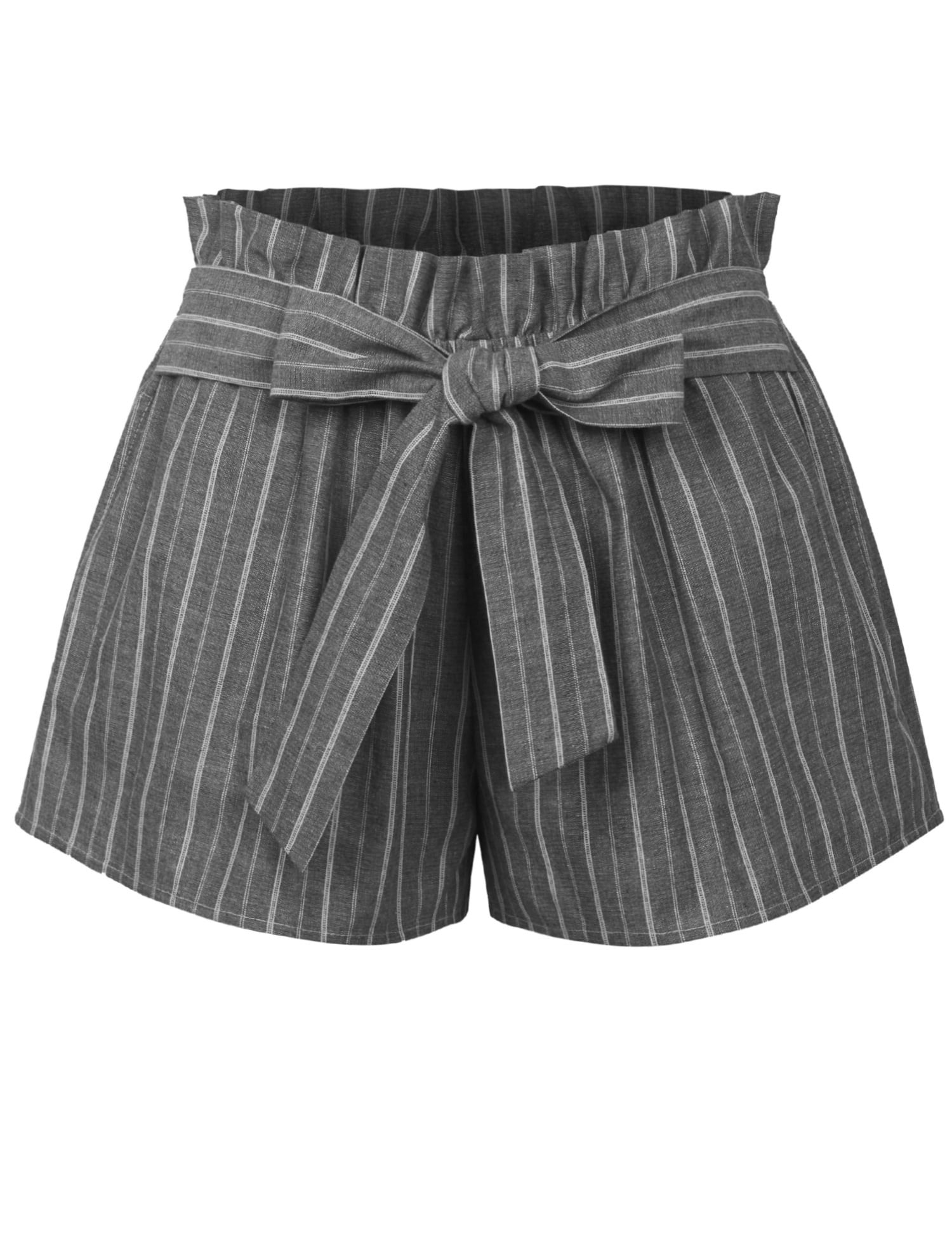 KOGMO Womens Casual Striped Summer Beach Shorts With Self Tie Bow ...