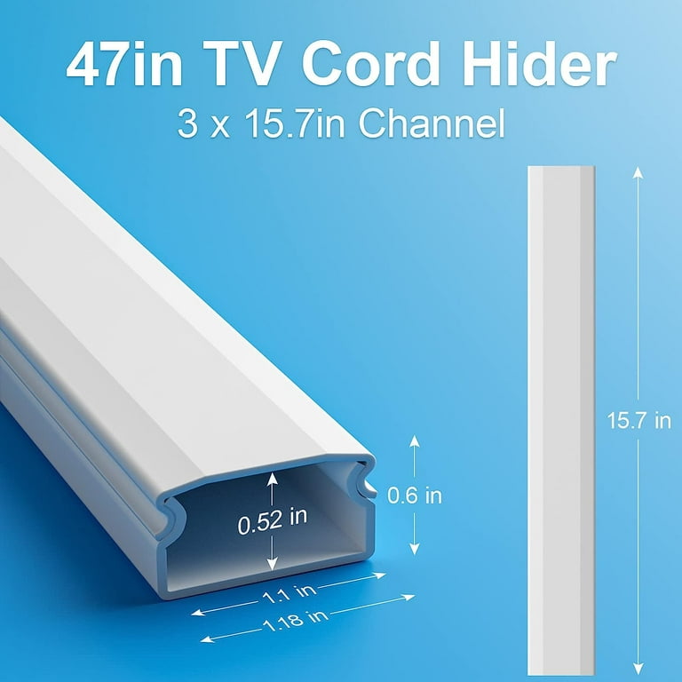 47inch Cord Hider Wall Mounted TV, Yecaye TV Cord Cover, Pre-drilled Wire  Hiders for TV on Wall, Paintable Cable Cover Wall, Wire Cover White, 3 X