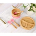 thumbnail image 5 of TATA AMG ® Baby Bamboo Plate and Bowl Set with Spoons and Fork, Silicone Suction Plate and Bowl Set for Toddlers - Baby Led Weaning Bamboo Feeding Set - BPA Free, 5 of 9