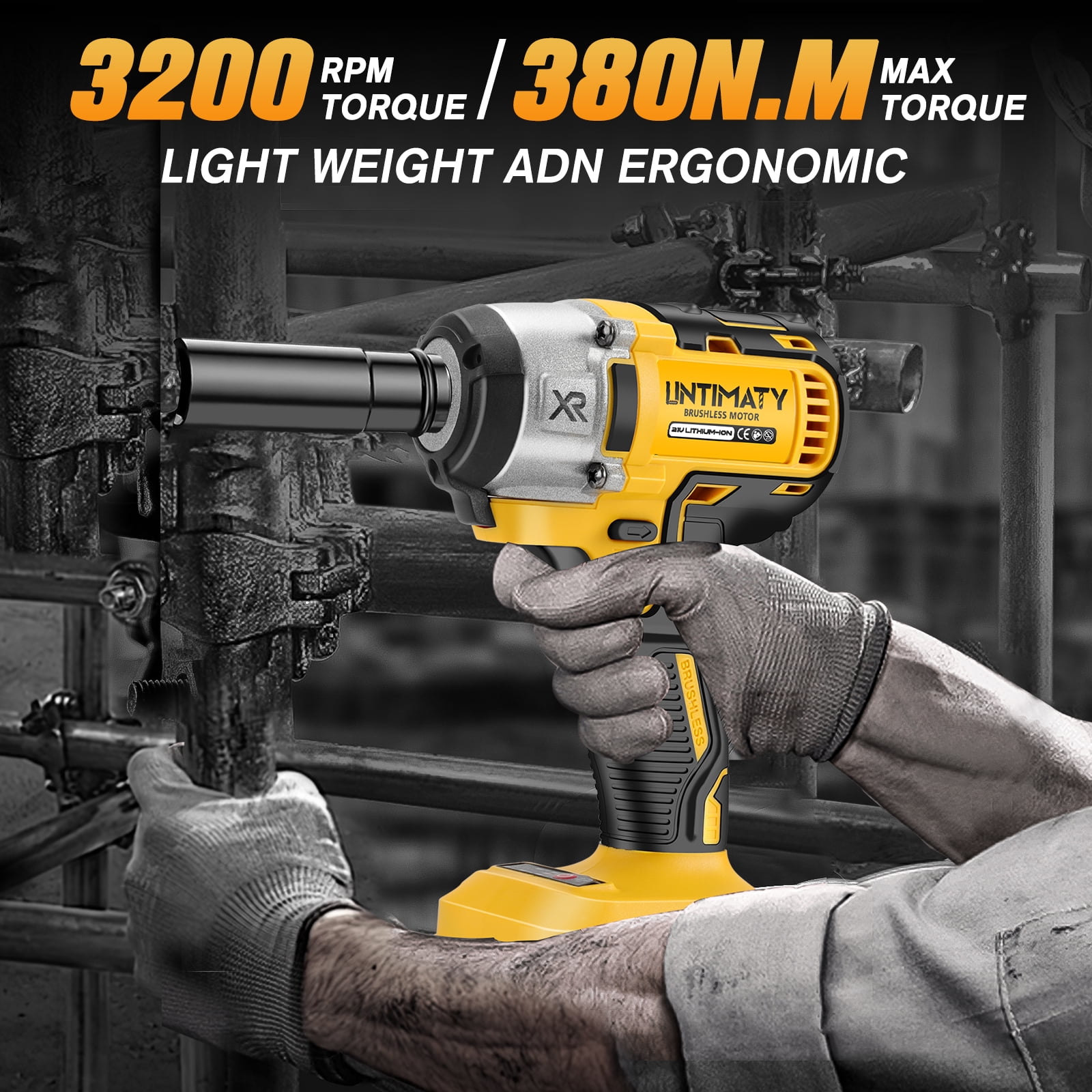 UNTIMATY Power Cordless Impact Wrench 1/2", 20V Impact Brushless Motor with 2 x 3.0A Batteries, 2-Mode Speed & Max Torque 280 ft lbs (380N.m), Impact Drill Tool Set with 5 Sockets,8 Drill,8 Screws