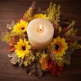 thumbnail image 6 of HHJZPR Artificial Sunflower Candle Ring Wreath,9.84 Inch Fall Mini Wreath for Jar Candle Lantern Thanksgiving Harvest Table Centerpiece Decor, 6 of 6