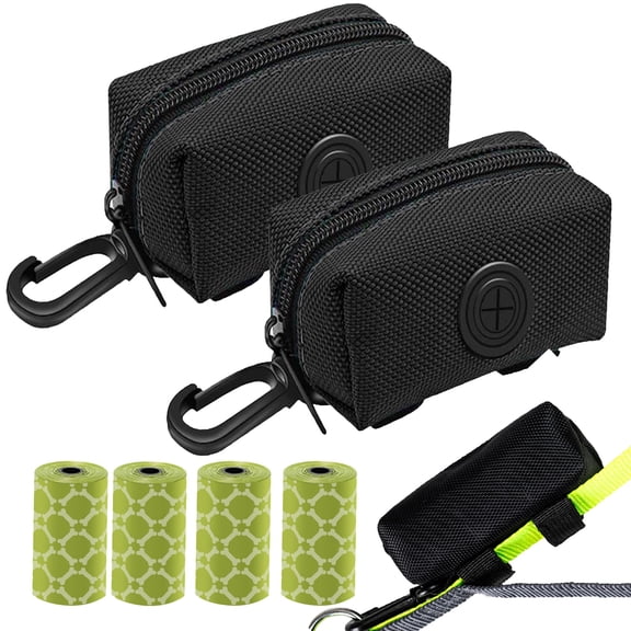 YMWVH Dog Waste Bag Dispenser with Quick Clip, Portable Leash Pouch & Poop Bag Holder for Small Dogs, 9-Piece Set with 3 Storage Bags, 3 Cases & 3 Refill Rolls