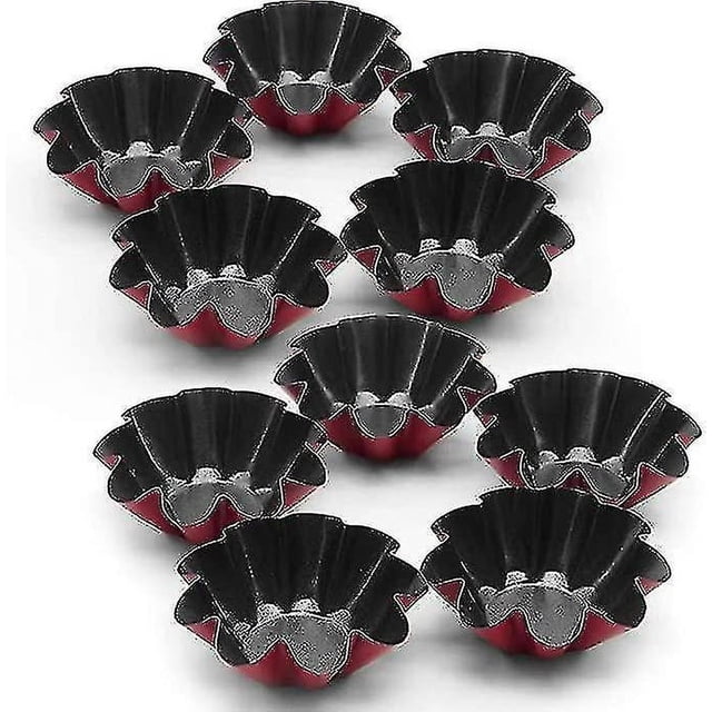 Paquete de 10 moldes para tartas, mini moldes para magdalenas y pasteles de acero al carbono