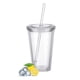 thumbnail image 1 of Reusable Plastic Cups Double Wall Transparent Drinking Cup With Straw Reusable Cups Suitable For Fruit Juice, 1 of 5