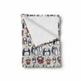 thumbnail image 2 of Christmas Soft Flannel Fleece Blanket, Sketchy Hand Drawn Grunge Penguins with Boxes Stars Celebration Theme, Cozy Plush for Indoor and Outdoor Use, 60" x 80", Navy Blue White Umber, by Ambesonne, 2 of 6