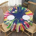 thumbnail image 3 of Colorful Paint Burst Pattern Round Tablecloth 60"x60",Wrinkle Wipeable Table Cloth for Kitchen Dining Room Picnic Patio Party, 3 of 6