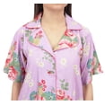 thumbnail image 5 of Bimba Women's Purple Rayon Sleepshirt Button-Up Floral Print Sleepwear Dress - 28, 5 of 5