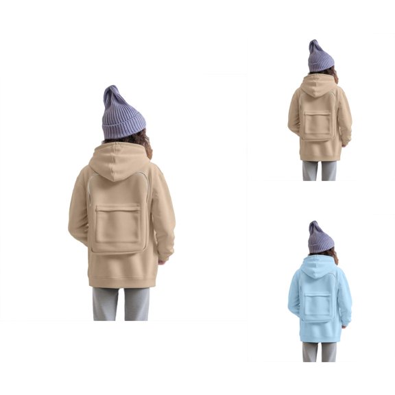 Kids Fashion Pocket Zip Up Hoodie Sweatshirt with Back Bag Long Sleeve Crewneck Cute Cardigan Tops