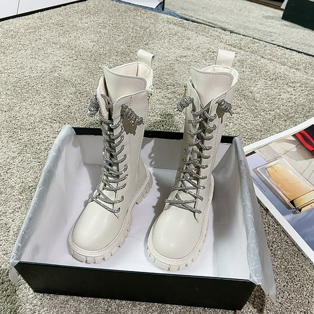 Girl‘s Boots 2024 Spring and Autumn New Arrival Rhinestone Princess Boots Winter Knight High Boots Martin Boots Long Boots