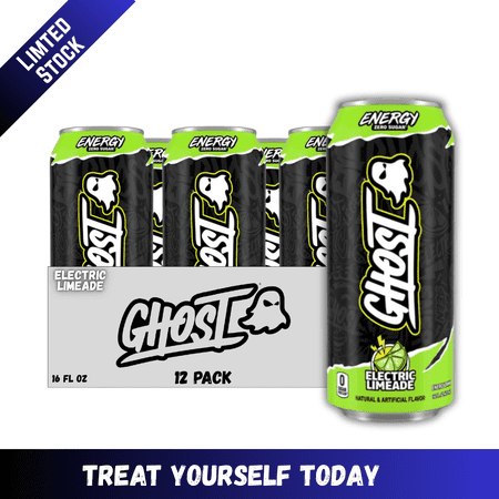 GHOST Energy Drink, Electric Limeade, 16 fl oz, 12 Pack