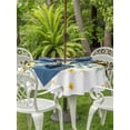 thumbnail image 2 of Outdoor Tablecloth with Umbrella Hole and Zipper, Summer Bee Love Round Table Cloth 60 Inch Waterproof Tablecloth, Daisy Floral Eucalyptus Leaves Rustic Picnic Table Cover for Patio Camping, 2 of 7