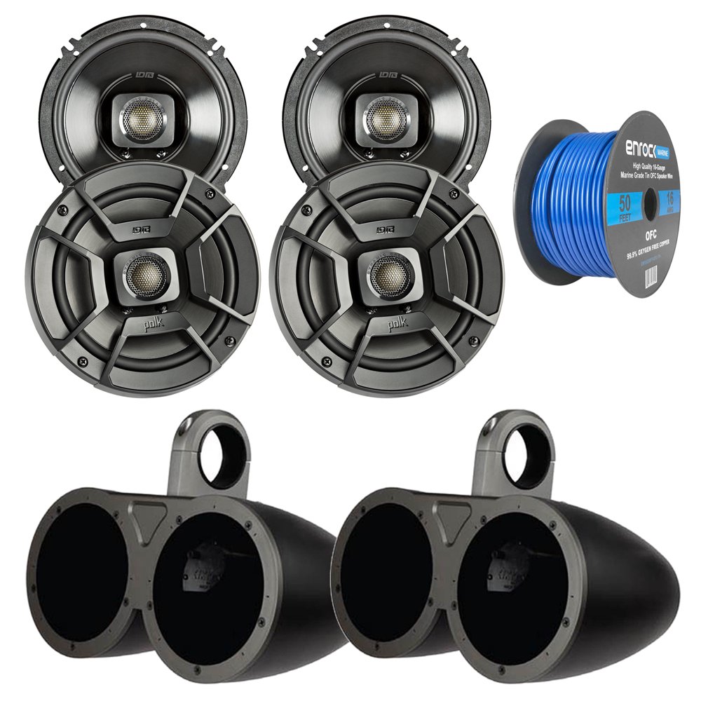 4x Polk Audio 6.5" 300W 2 Way Car Marine ATV Stereo Coaxial Speakers
