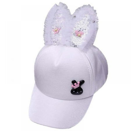 

Toddler Girls Glitter Sequin Baseball Cap with Cute Rabbit Ears