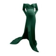 thumbnail image 4 of ASFGIMUJ Women Pregnants Photography Props Off Shoulders V Neck Long Maternity Dress Green M, 4 of 6