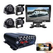 JOINLGO 4 Channel GPS WiFi 1080P AHD HDD Mobile Vehicle Car DVR MDVR Video Recorder Kit Real-time Remote View on PC Phone with 4 1080P Side Rear View IR Car Cameras 7 inches Car Monitor for Truck Bus