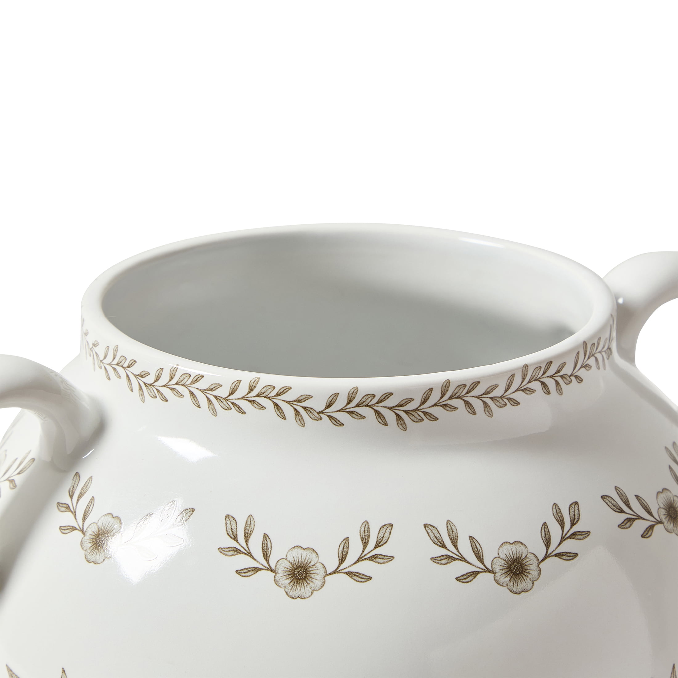 My Texas House 8" Taupe Double Handle Ceramic Floral Vase
