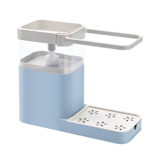 Dispensador de jabón de cocina 2 en 1 con soporte de esponja - Dispensador de líquido para lavar platos MFZFUKR BST3059868-1